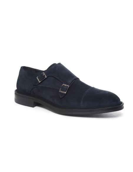 Zapato con hebilla de ante con dos  hebillas color azul