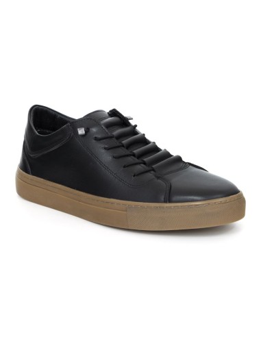Black leather sneakers