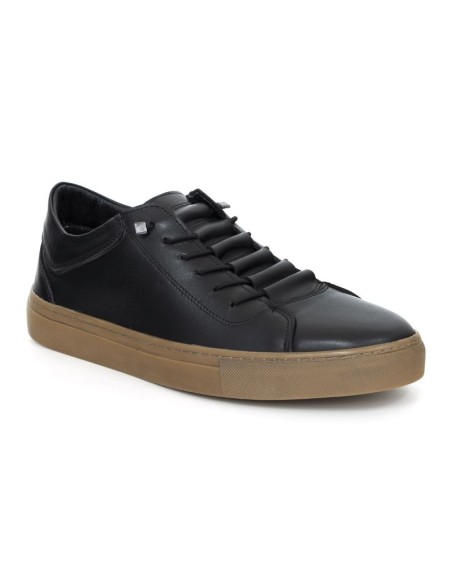 Black leather sneakers