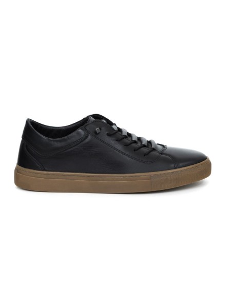 Sneakers de piel liso color negro