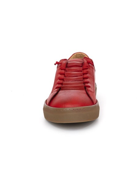 Red leather sneakers