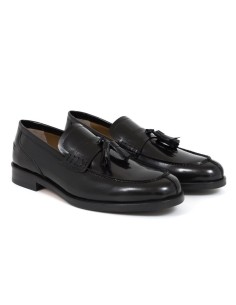 Black leather moccasin