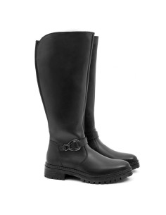 Black leather Women's high boots 2