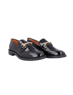 Black leather women's moccasins