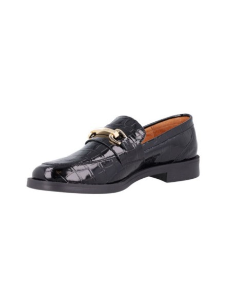 Black leather women's moccasins