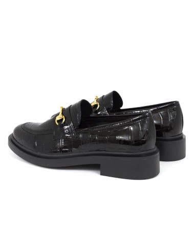Black leather women's moccasins