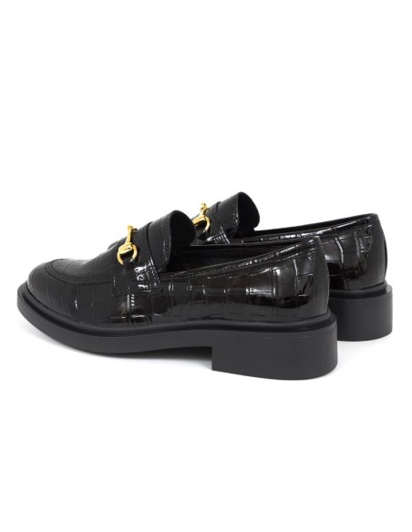 Black leather women's moccasins