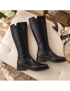 Botas de mujer de piel liso color negro