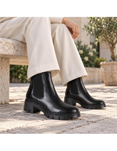 Botines de mujer de piel liso color negro