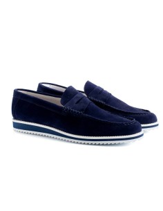 Blue suede moccasin