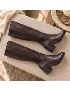 Brown leather Women's high boots
