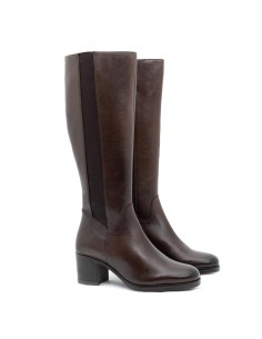 Brown leather Women's high boots 2