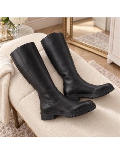 Botas de mujer de piel liso color negro