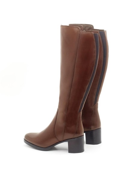 Botas de mujer de piel difuminado color cuero