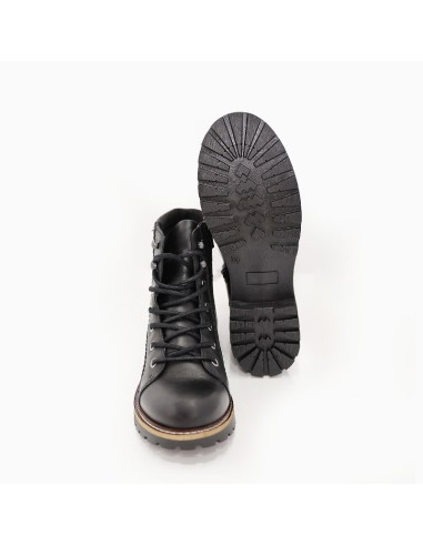 Botines de mujer de piel acabado a mano color negro