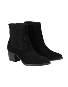 Botines de mujer de ante liso color negro 2