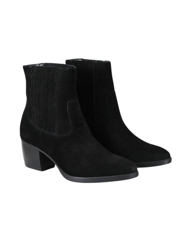 Botines de mujer de ante liso color negro