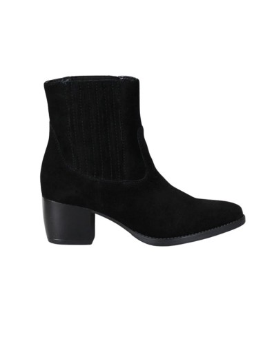 Botines de mujer de ante liso color negro