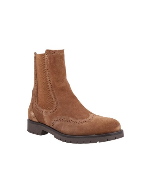 Botines de mujer de ante suaves al tacto color cuero