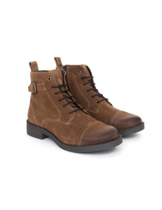 Botines de mujer de ante con hebilla color cuero 2