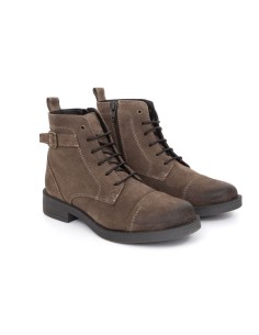 Botines de mujer de ante con hebilla color marrón