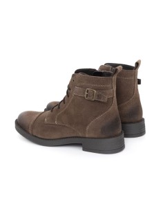 Botines de mujer de ante con hebilla color marrón 2