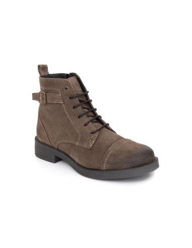 Botines de mujer de ante con hebilla color marrón
