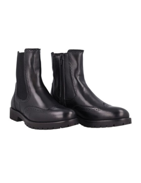 Botines de mujer de piel difuminado color negro