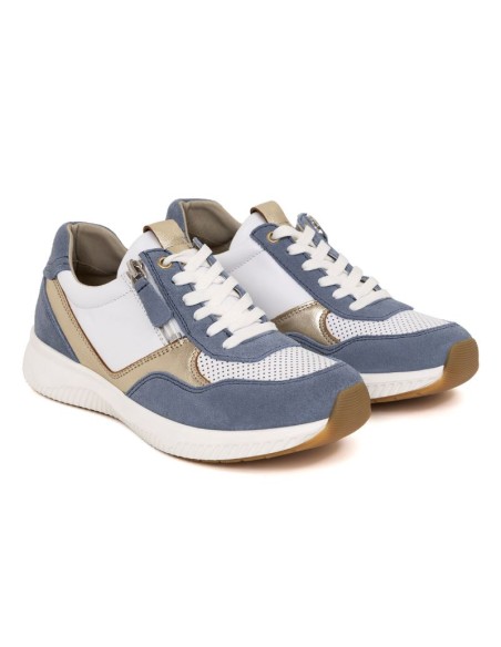 Deportivo de mujer de ante con cremallera color azul