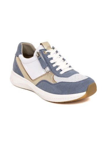Deportivo de mujer de ante con cremallera color azul