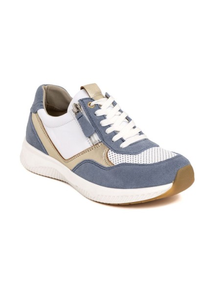 Deportivo de mujer de ante con cremallera color azul