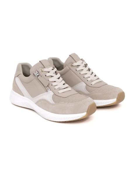 Deportivo de mujer de ante con cremallera color beige