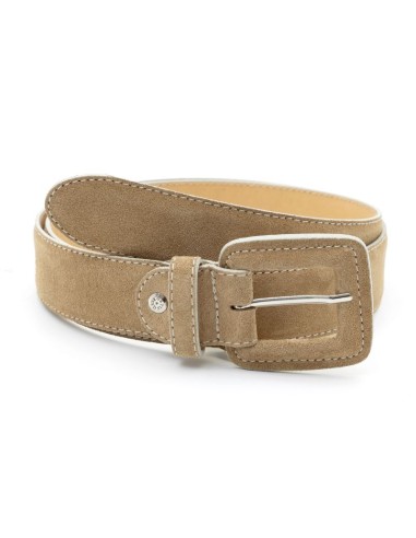 Beige leather women's belt