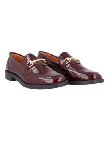 Burgundy leather women's moccasins