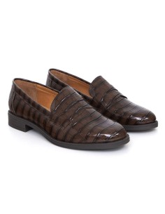 femmes mocassins de peau marron W-CRAVI-BROWN