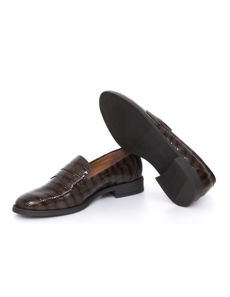 femmes mocassins de peau marron W-CRAVI-BROWN