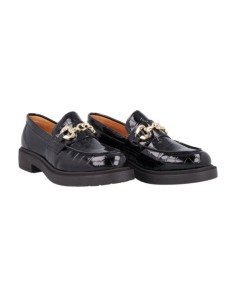 Black leather women's moccasins