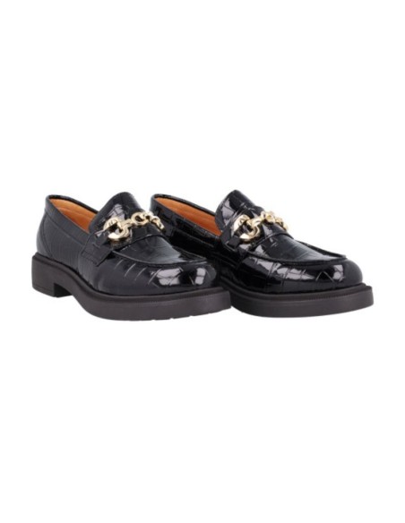 Black leather women's moccasins