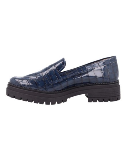 Mocasines de mujer de piel con piel de coco color azul
