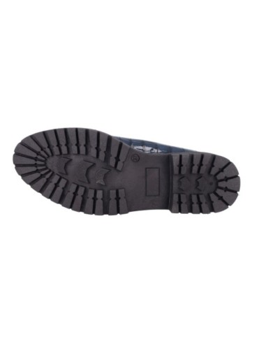 Mocasines de mujer de piel con piel de coco color azul