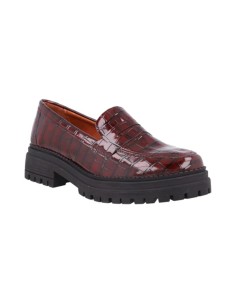 Mocasines de mujer de piel con piel de coco color burdeos 2