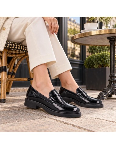 Mocasines de mujer de piel con antifaz color negro