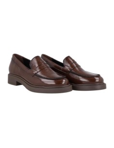 Mocasines de mujer de piel con antifaz color marrón 2