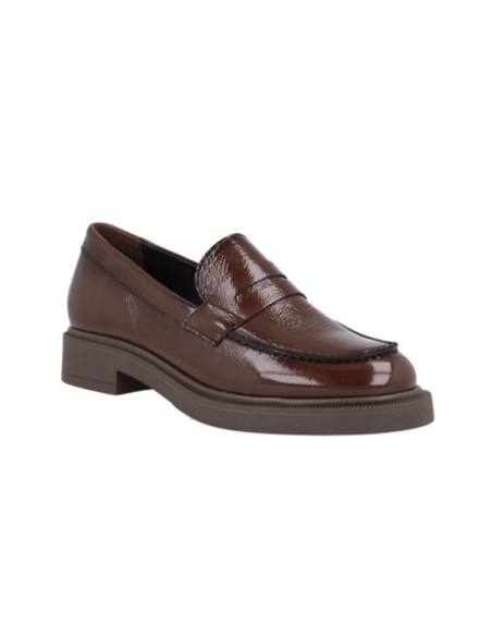 Mocasines de mujer de piel con antifaz color marrón