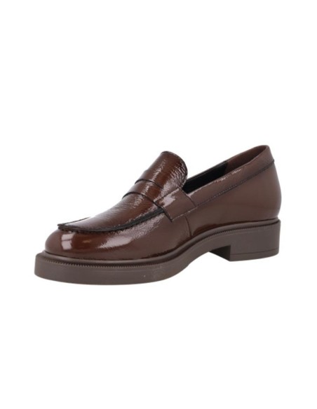 Mocasines de mujer de piel con antifaz color marrón