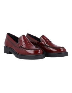 Mocasines de mujer de piel con antifaz color burdeos