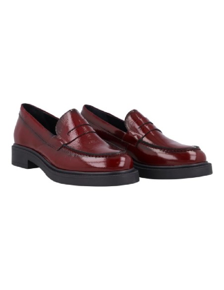 Mocasines de mujer de piel con antifaz color burdeos
