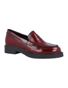 Mocasines de mujer de piel con antifaz color burdeos 2