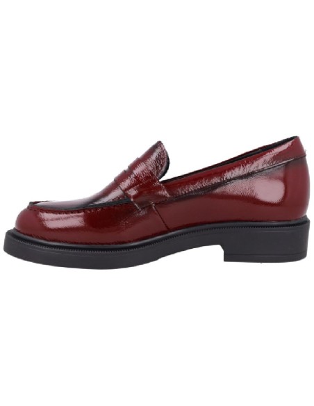 Mocasines de mujer de piel con antifaz color burdeos