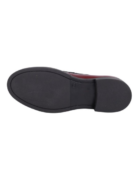 Mocasines de mujer de piel con antifaz color burdeos